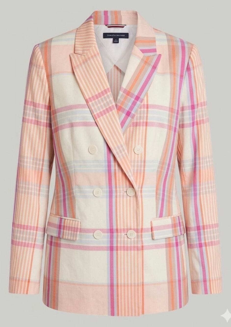 Tommy Hilfiger | Women’s double-breasted blazer | multicolor plaid | Size 16